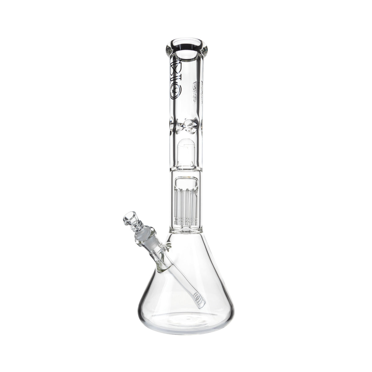 BIO Glass | 16" Single Chamber 10-Arm Tree + Splash Guard Heavy Beaker | 50mm x 9mm - Black