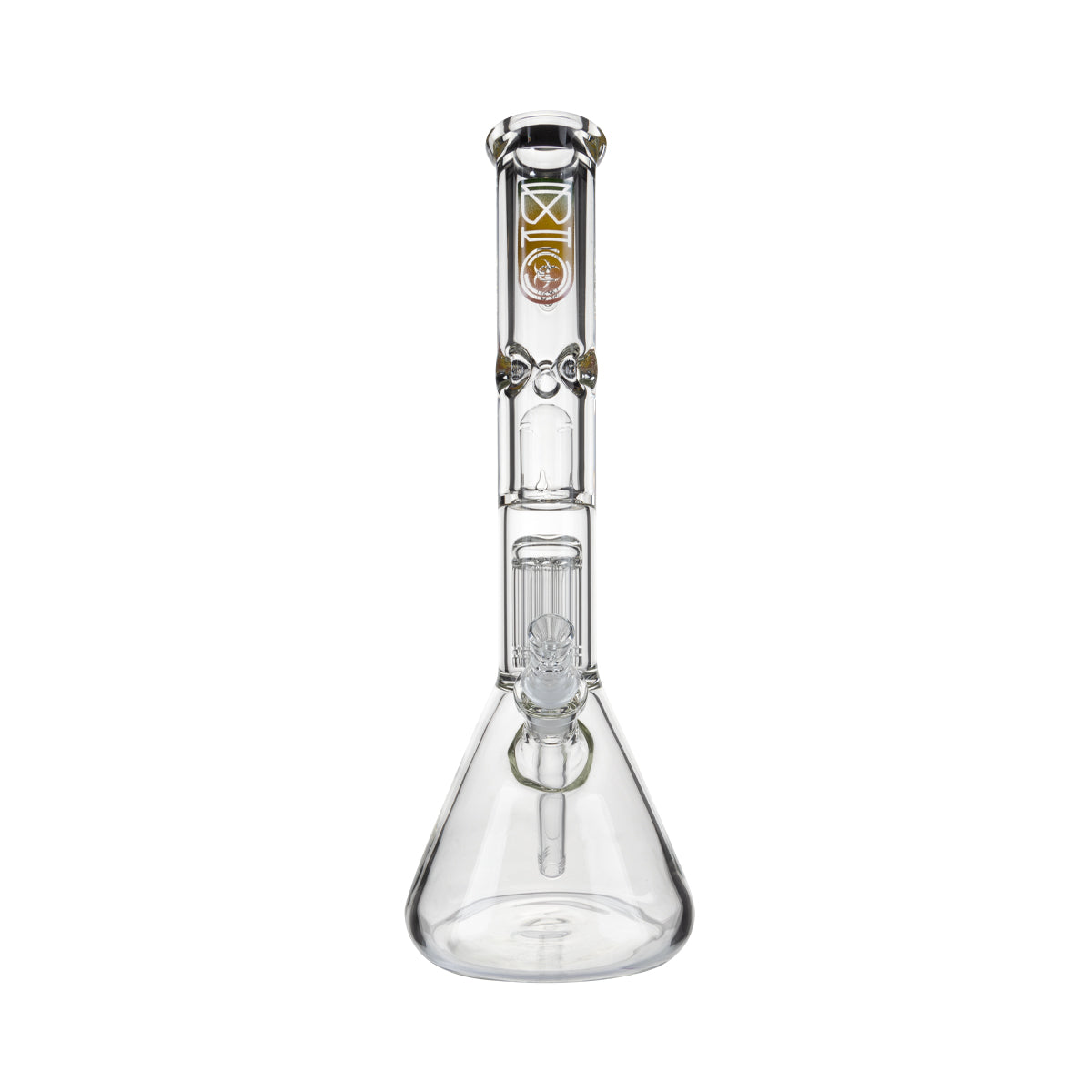 BIO Glass | 16" Single Chamber 10-Arm Tree + Splash Guard Heavy Beaker | 50mm x 9mm - Rasta