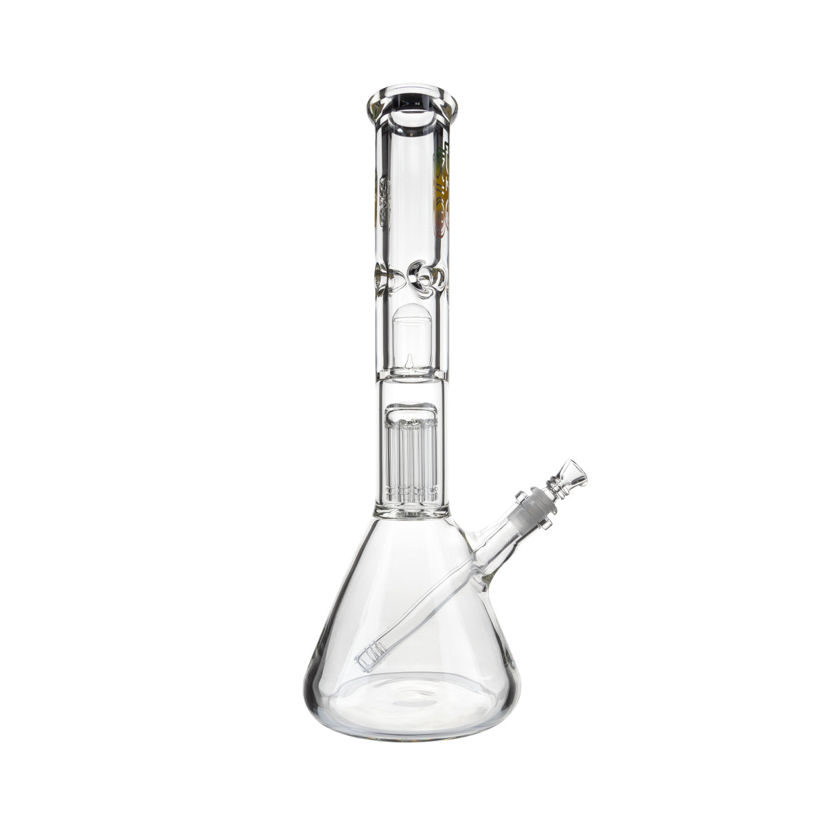 BIO Glass | 16" Single Chamber 10-Arm Tree + Splash Guard Heavy Beaker | 50mm x 9mm - Rasta