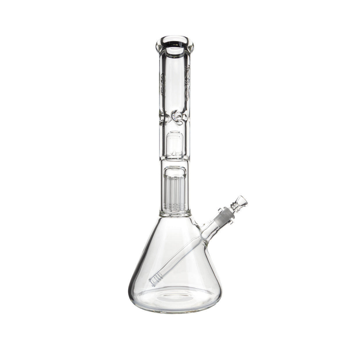 BIO Glass | 16" Single Chamber 10-Arm Tree + Splash Guard Heavy Beaker | 50mm x 9mm - White