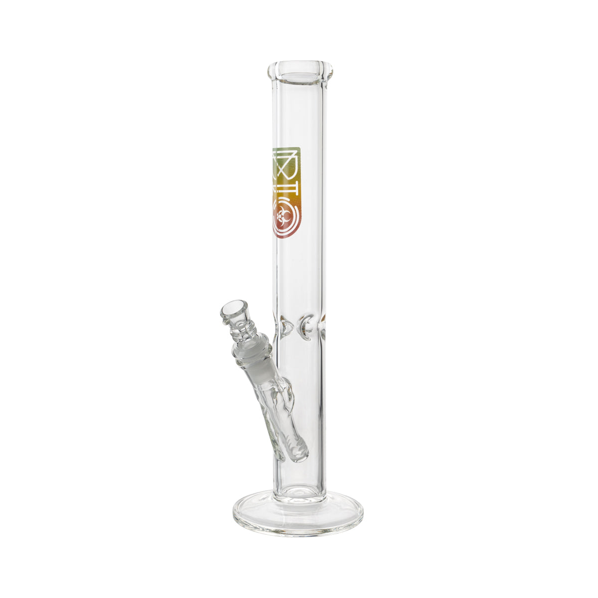 BIO Glass | 12" Classic Straight Water Pipe | 38mm x 4mm - Various Colors - Rasta - High Life Goods