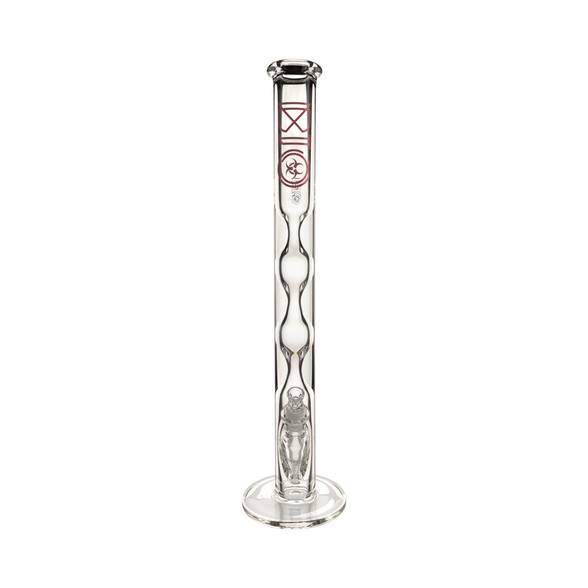 BIO Glass | 21.5" Double Hourglass Straight Waterpipe | 50mm x 9mm 19mm Female - Red