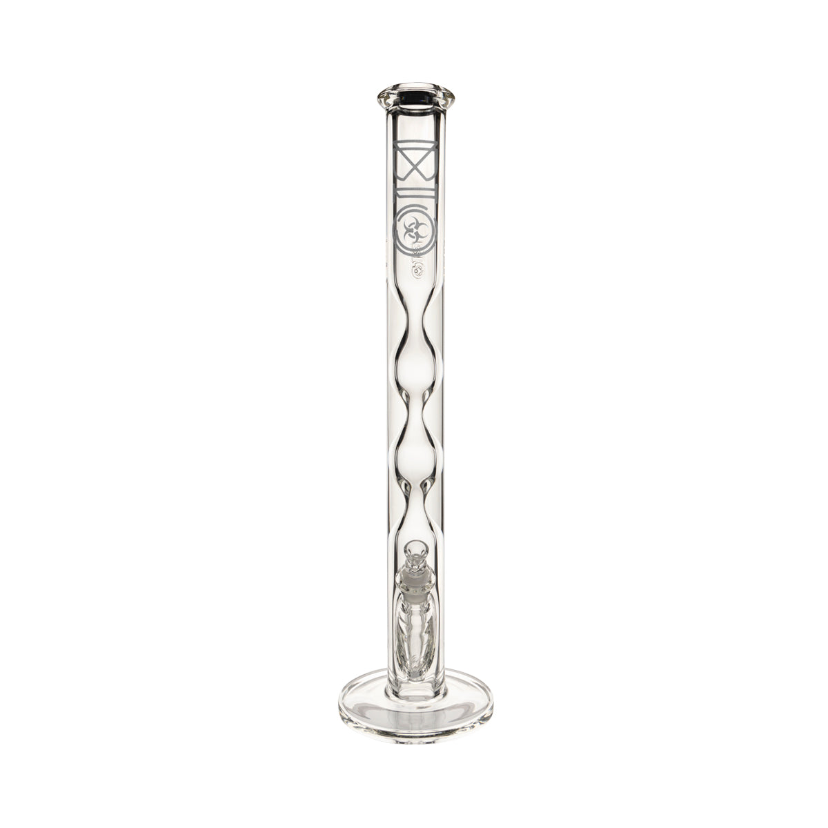 BIO Glass | 21.5" Double Hourglass Straight Waterpipe | 50mm x 9mm 19mm Female - Silver