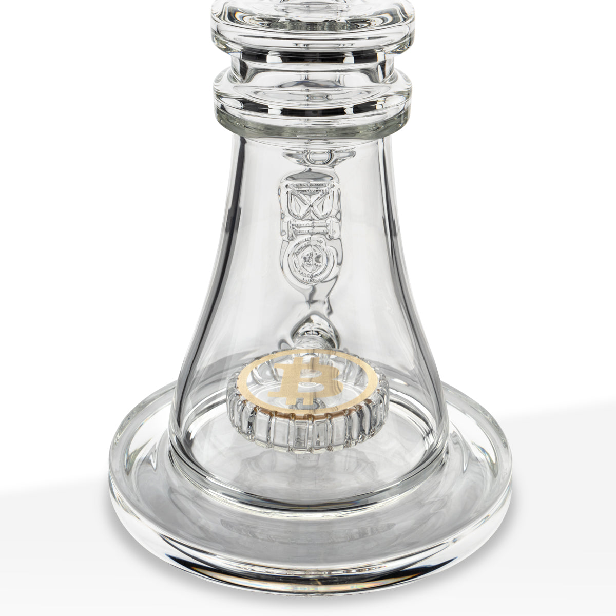 10" Bitcoin Dab Rig & Bong by BIO Glass | 18K Gold Decal Percolator