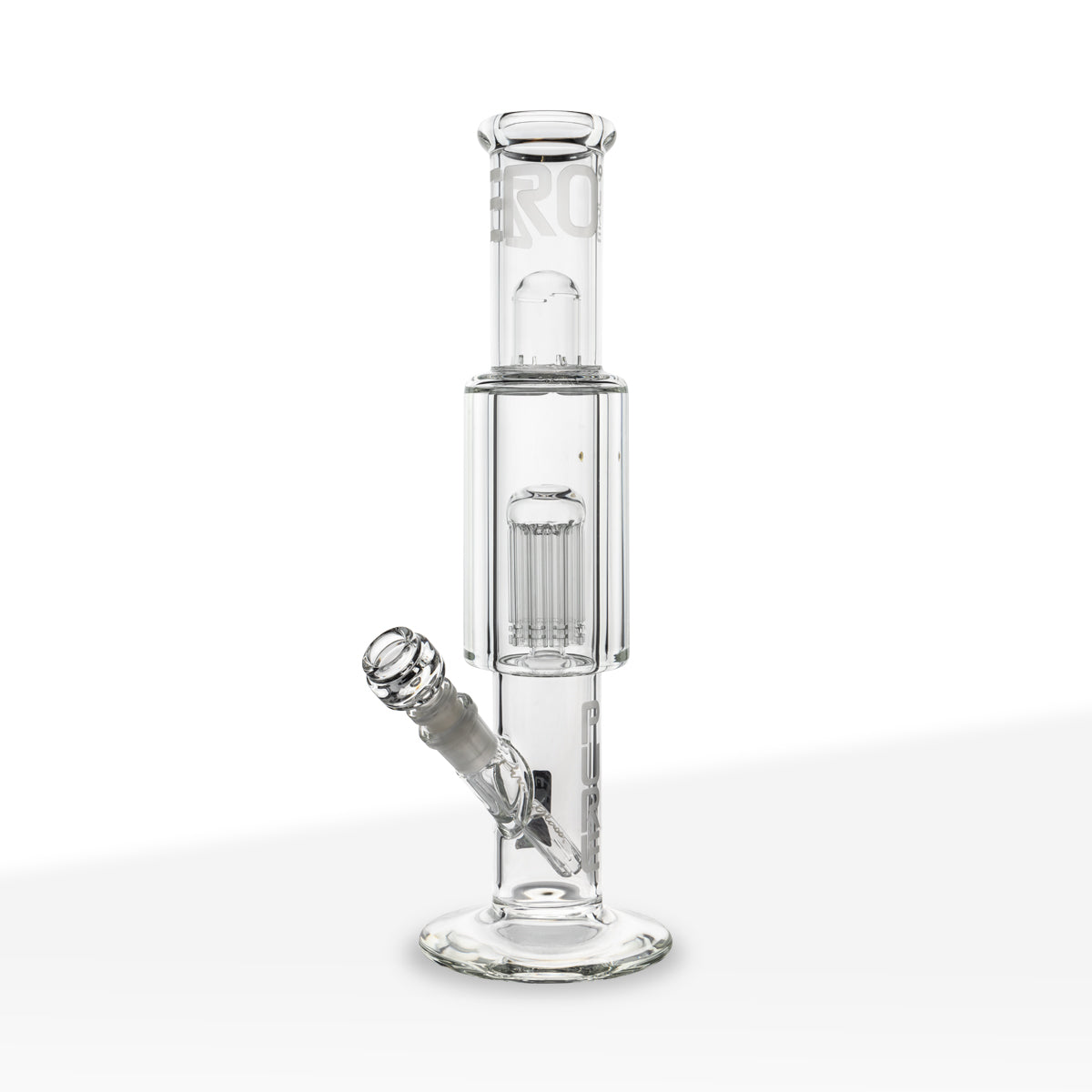 Black Leaf Glass Straight Double 10-Arm Tree Percolator Ice Bong