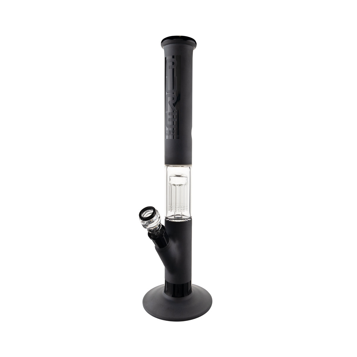 PURE Glass 10-Arm Tree Percolator 18" Straight Water Pipe - Black Frost - High Life Goods