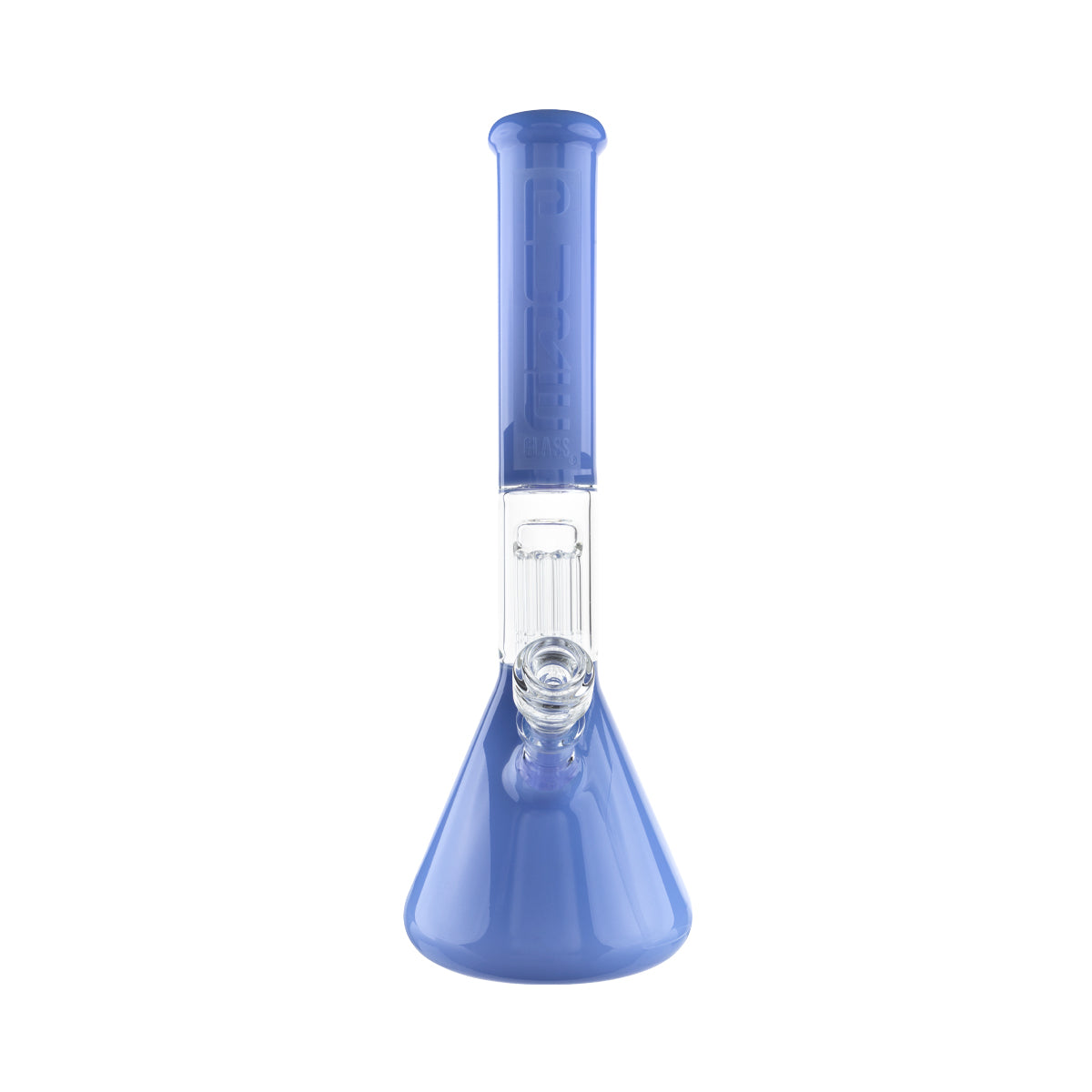 PURE Glass | 16" Single Chamber 10-Arm Tree Percolator + Splash Guard Beaker Waterpipe |  50mm x 5mm - Periwinkle