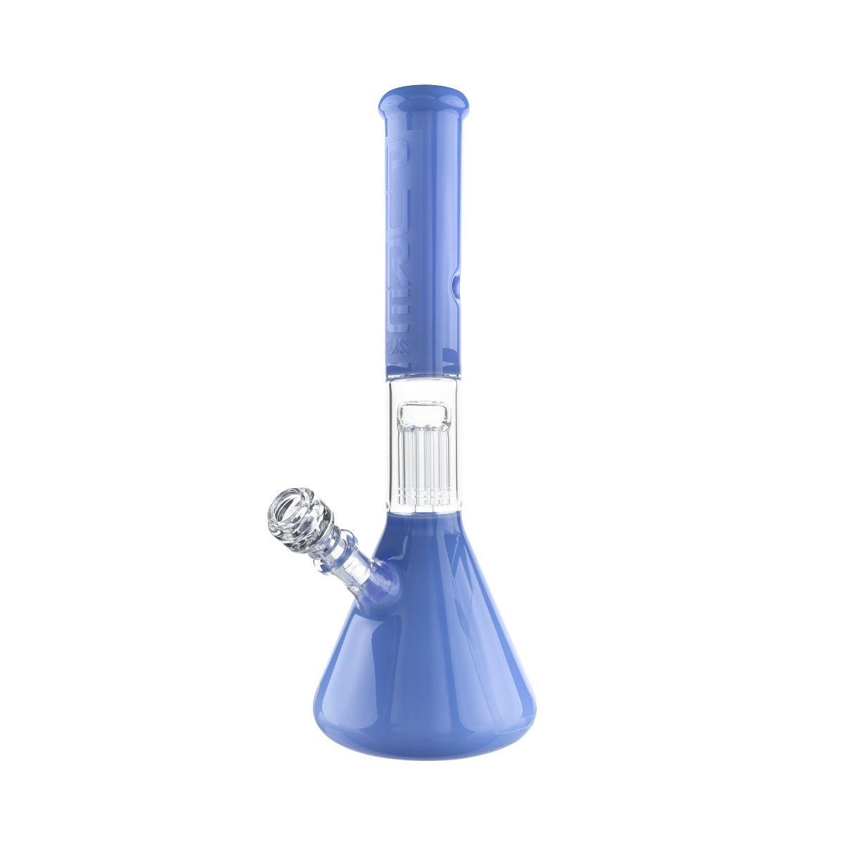PURE Glass | 16" Single Chamber 10-Arm Tree Percolator + Splash Guard Beaker Waterpipe |  50mm x 5mm - Periwinkle