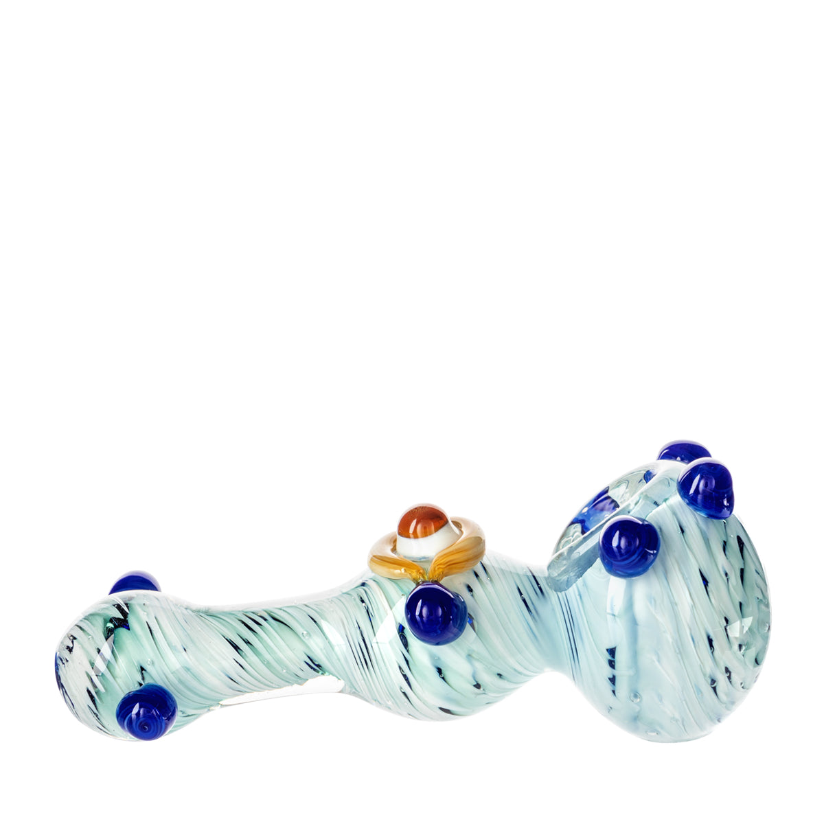 4" Heavy Color Swirl Hand Pipe w/ Marbles - Assorted Colors - High Life Goods - Light Blue