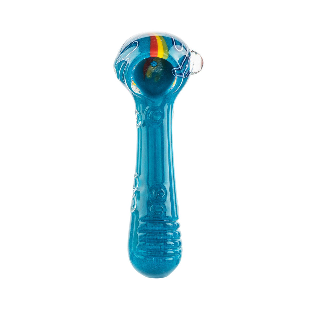 4" Glass Marble Spoon with Rasta Stripes - Assorted Colors - High Life Goods - Cyan Blue