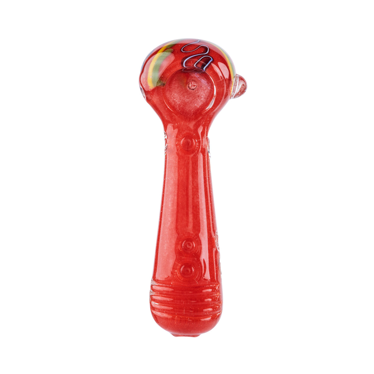 4" Glass Marble Spoon with Rasta Stripes - Assorted Colors - High Life Goods - Red