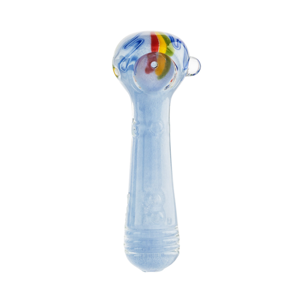 4" Glass Marble Spoon with Rasta Stripes - Assorted Colors - High Life Goods - Periwinkle Powder Blue