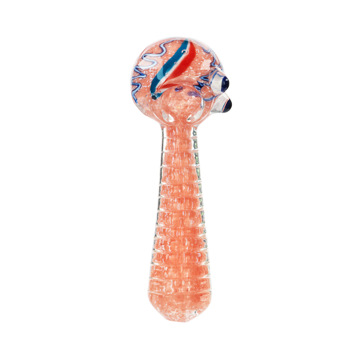 4” Classic Glass Spoon Heavy Frit w/ Dichro Hand Pipe - Assorted Colors - High Life Goods - Coral Pink