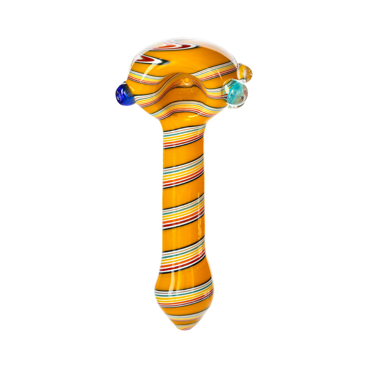 4" Heavy Striped Classic Spoon Hand Pipe - Assorted Colors - High Life Goods - Yellow