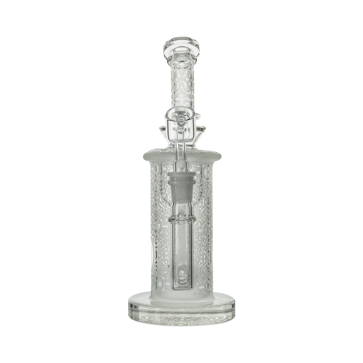 9" Tile Pattern Etched Dab Rig w/ Honeycomb Perc - Clear - High Life Goods