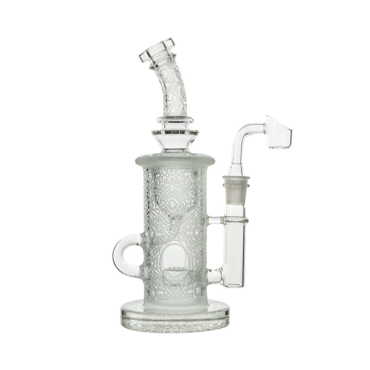 9" Tile Pattern Etched Dab Rig w/ Honeycomb Perc - Clear - High Life Goods