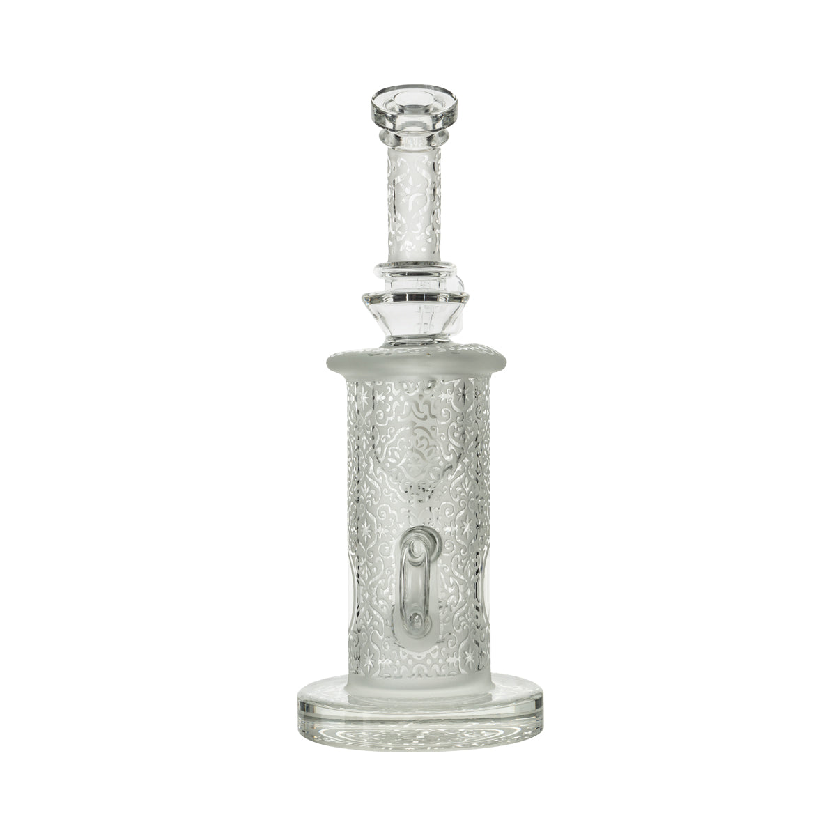 9" Tile Pattern Etched Dab Rig w/ Honeycomb Perc - Clear - High Life Goods