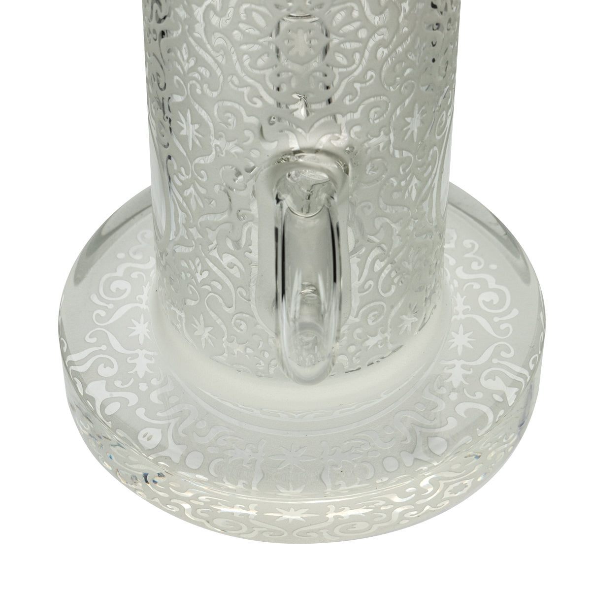 9" Tile Pattern Etched Dab Rig w/ Honeycomb Perc - Clear - High Life Goods