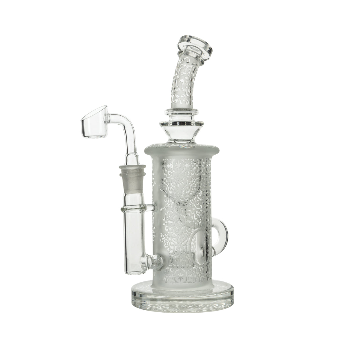 9" Tile Pattern Etched Dab Rig w/ Honeycomb Perc - Clear - High Life Goods