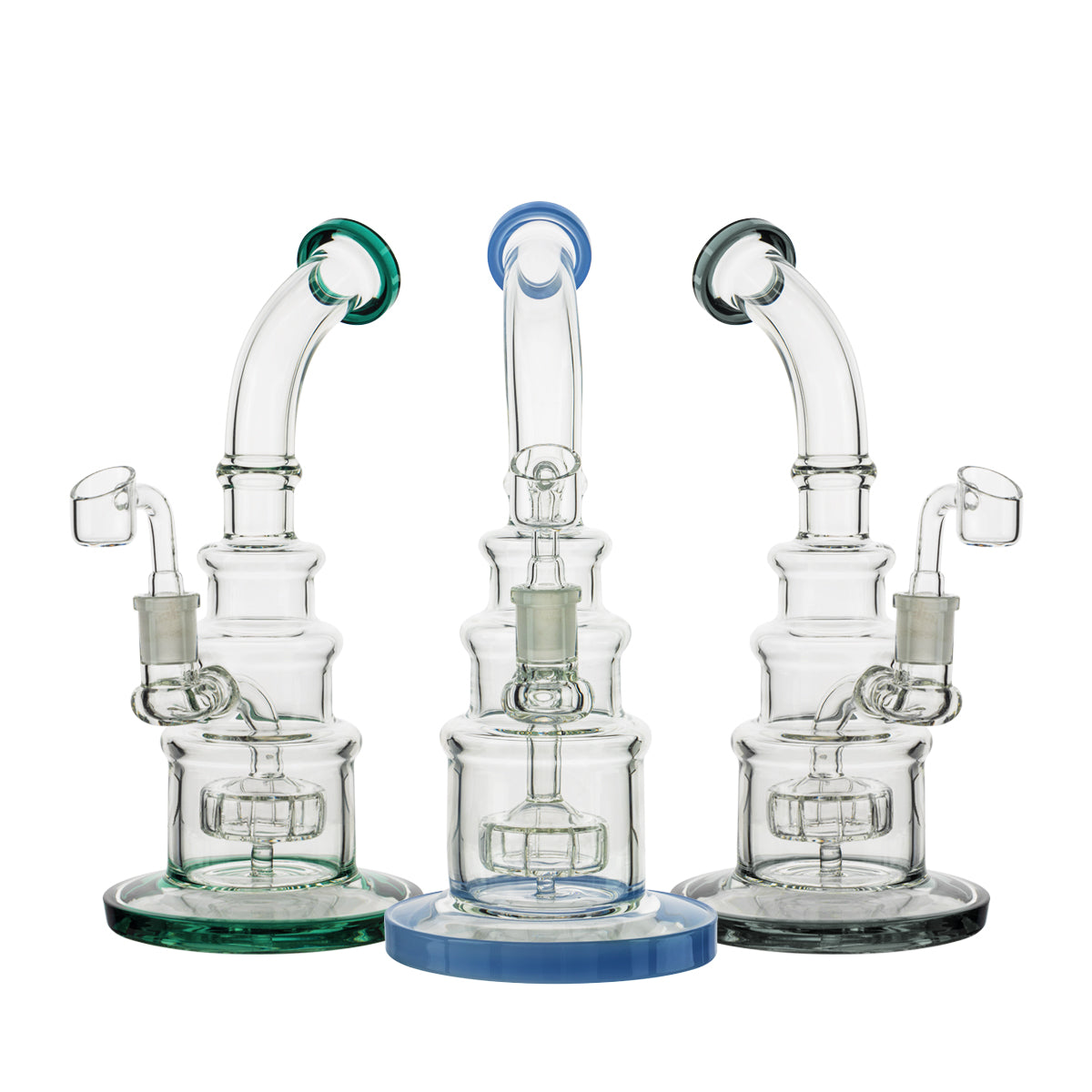 10" Color Trim Tiered Dab Rig w/ Showerhead Perc - Assorted Colors - High Life Goods