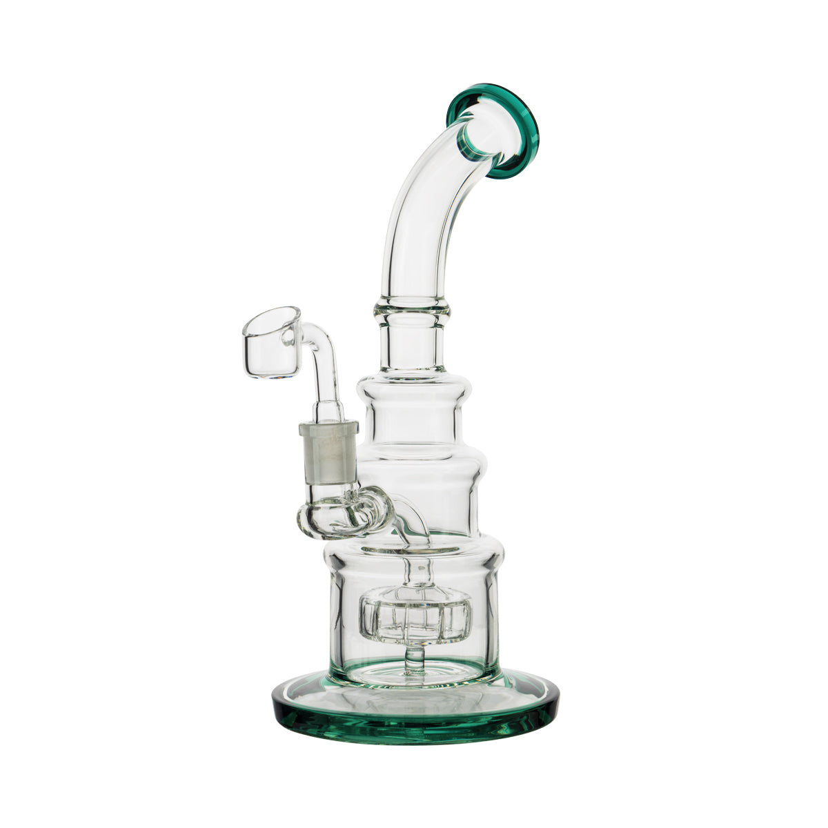 10" Color Trim Tiered Dab Rig w/ Showerhead Perc - Assorted Colors - High Life Goods