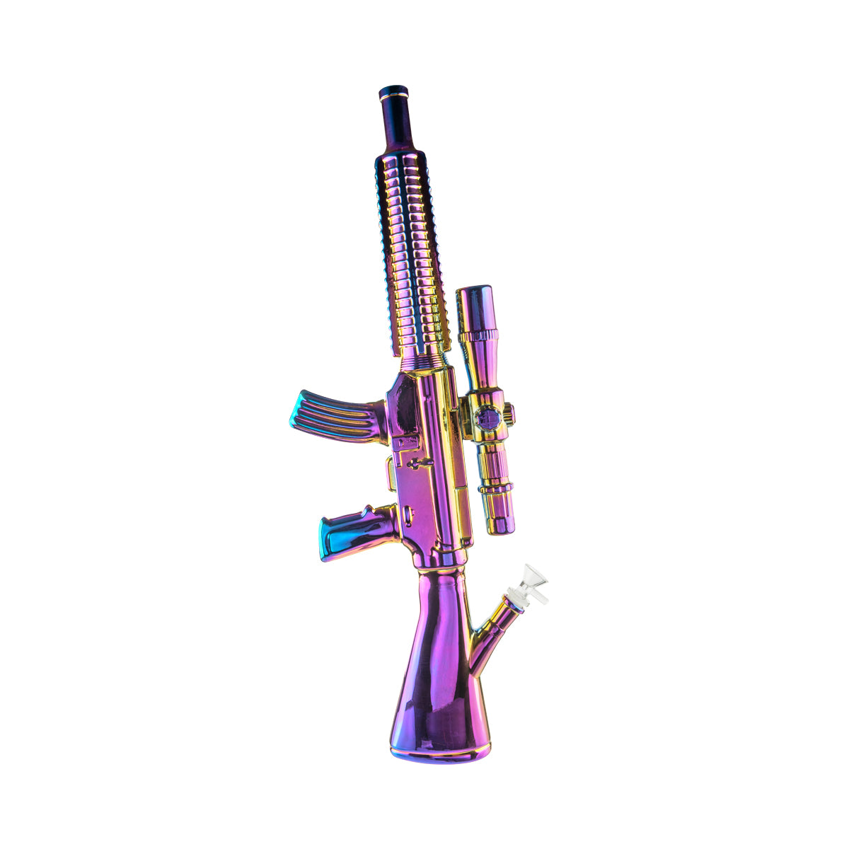 24" Assault Rifle Novelty Waterpipe - Metallic Rainbow - High Life Goods
