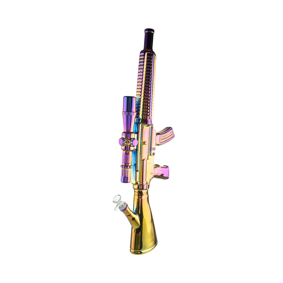 24" Assault Rifle Novelty Waterpipe - Metallic Rainbow - High Life Goods