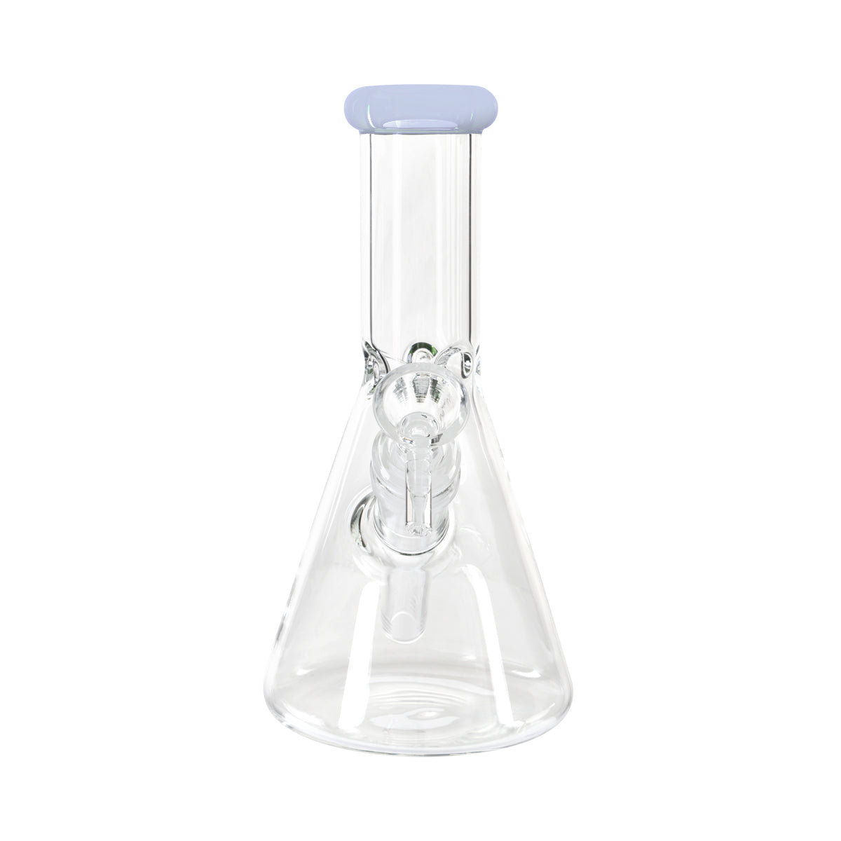 8" 5mm Color Trim Beaker Waterpipe - Various Colors - High Life Goods - Cerulean Blue Trim Beaker