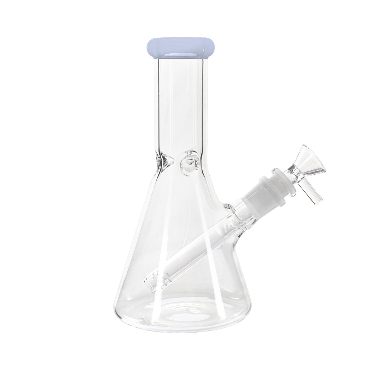 8" 5mm Color Trim Beaker Waterpipe - Various Colors - High Life Goods - Cerulean Blue Trim Beaker
