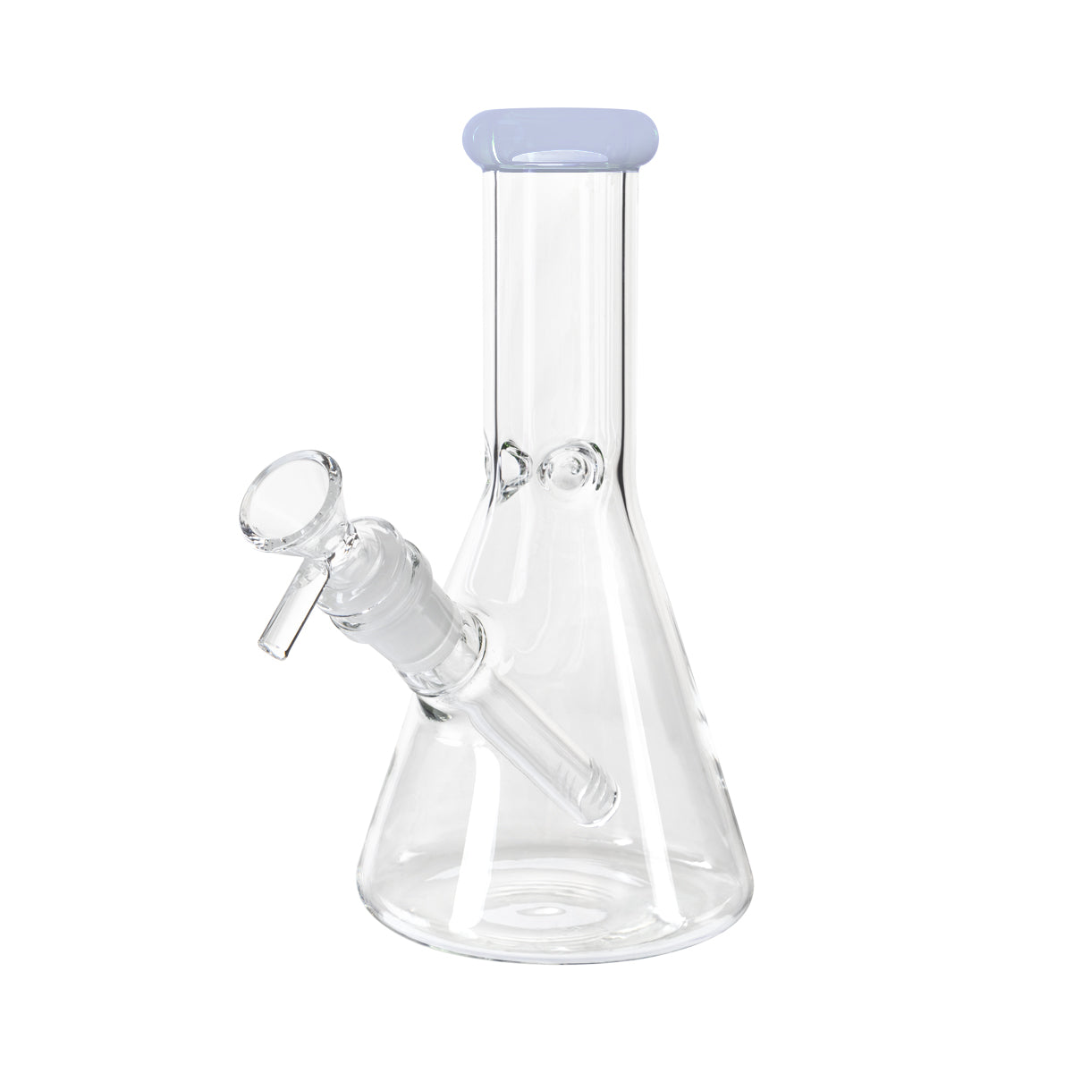 8" 5mm Color Trim Beaker Waterpipe - Various Colors - High Life Goods - Cerulean Blue Trim Beaker