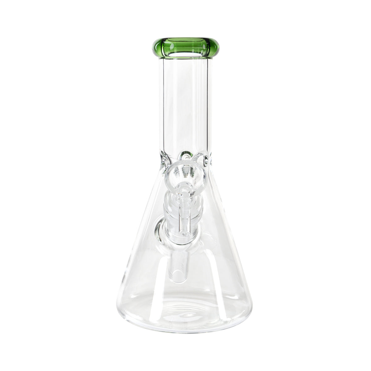 8" 5mm Color Trim Beaker Waterpipe - Various Colors - High Life Goods - Green Trim Beaker