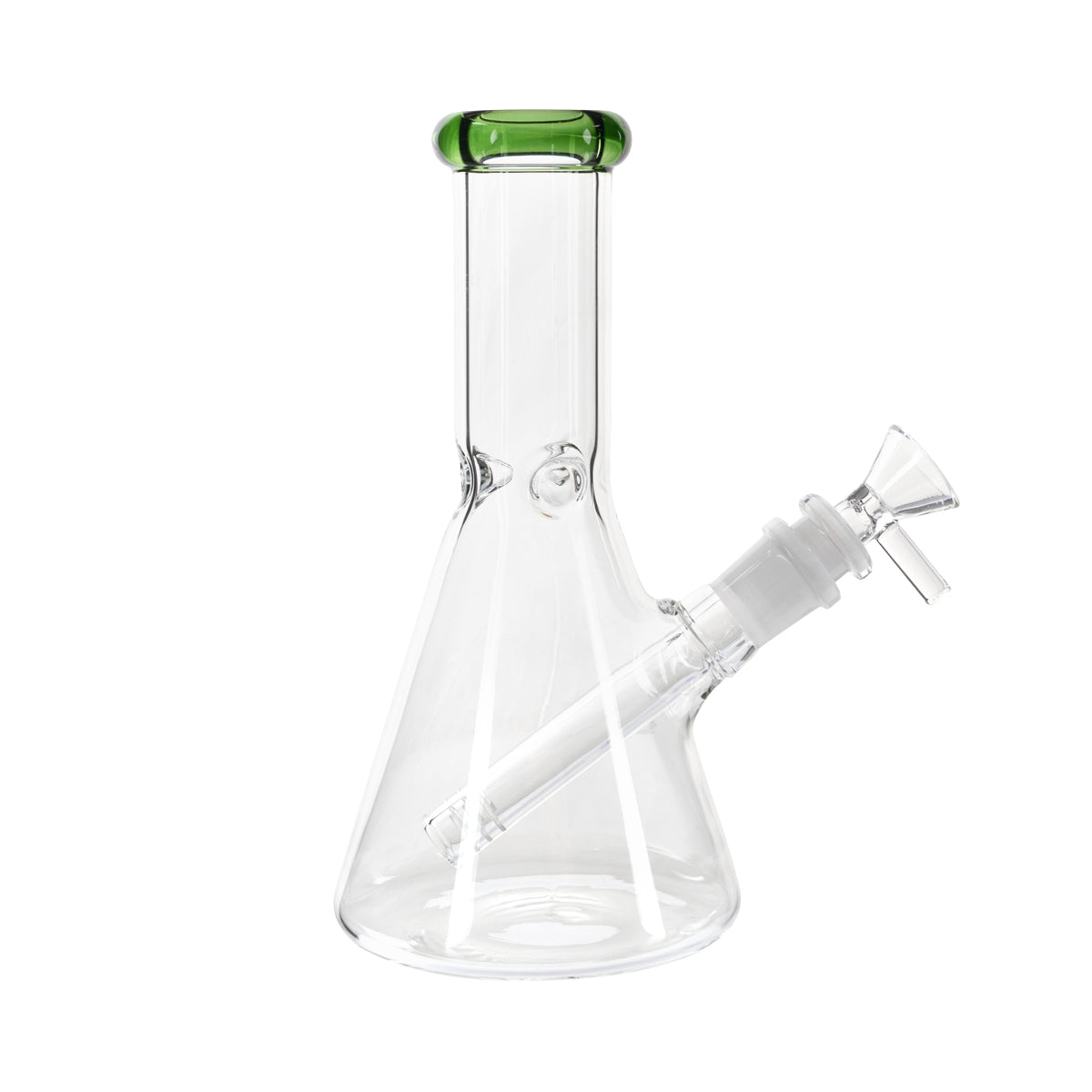 8" 5mm Color Trim Beaker Waterpipe - Various Colors - High Life Goods - Green Trim Beaker