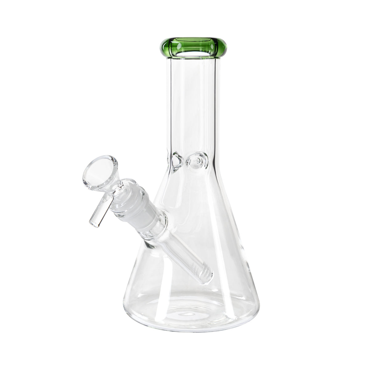 8" 5mm Color Trim Beaker Waterpipe - Various Colors - High Life Goods - Green Trim Beaker