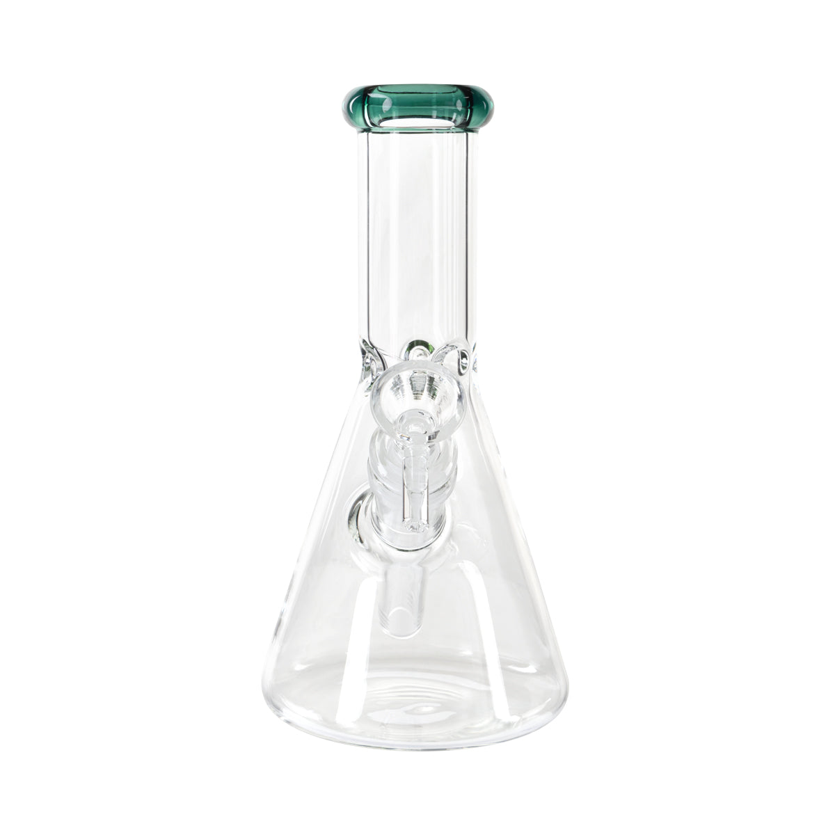 8" 5mm Color Trim Beaker Waterpipe - Various Colors - High Life Goods - Jade Green Trim Beaker