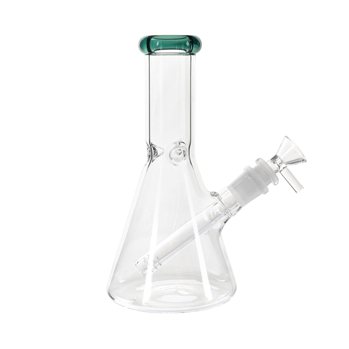 8" 5mm Color Trim Beaker Waterpipe - Various Colors - High Life Goods - Jade Green Trim Beaker