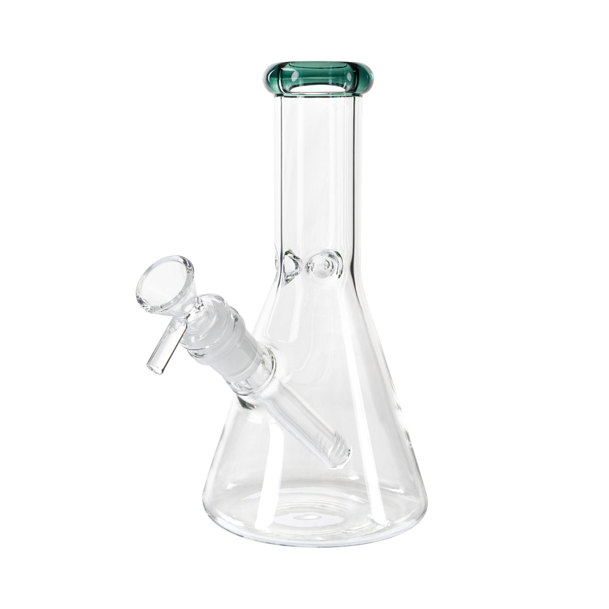 8" 5mm Color Trim Beaker Waterpipe - Various Colors - High Life Goods - Jade Green Trim Beaker