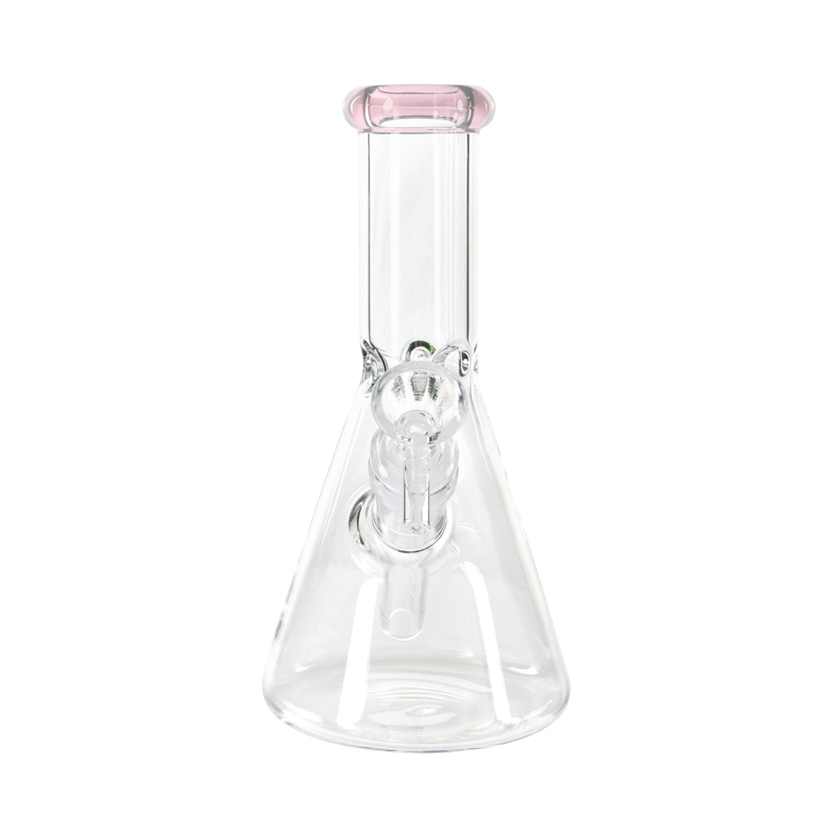 8" 5mm Color Trim Beaker Waterpipe - Various Colors - High Life Goods - Pink Trim Beaker