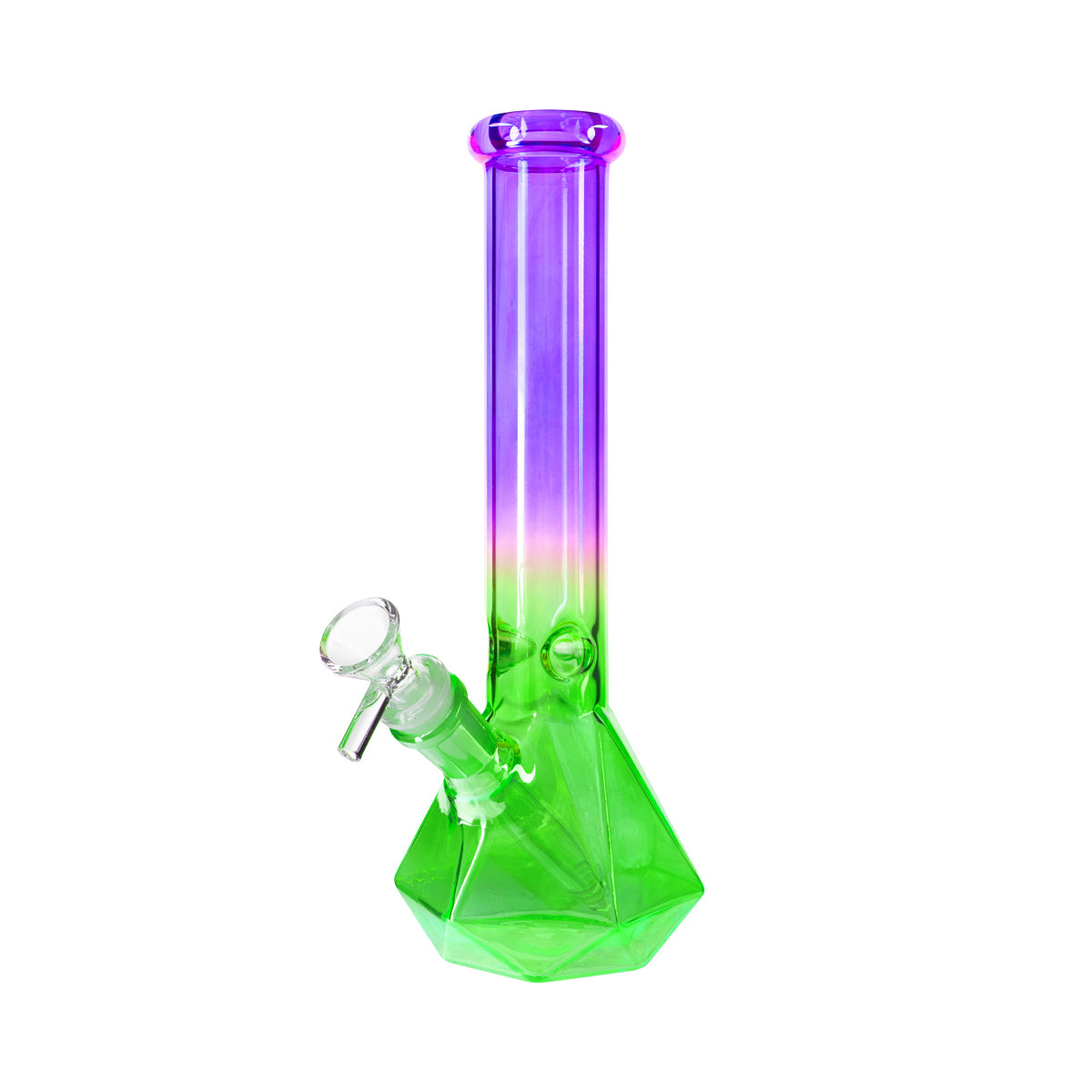 10" 4mm Hexagon Base Beaker Waterpipe - Assorted Colors - High Life Goods - Royal Purple and Emerald Green