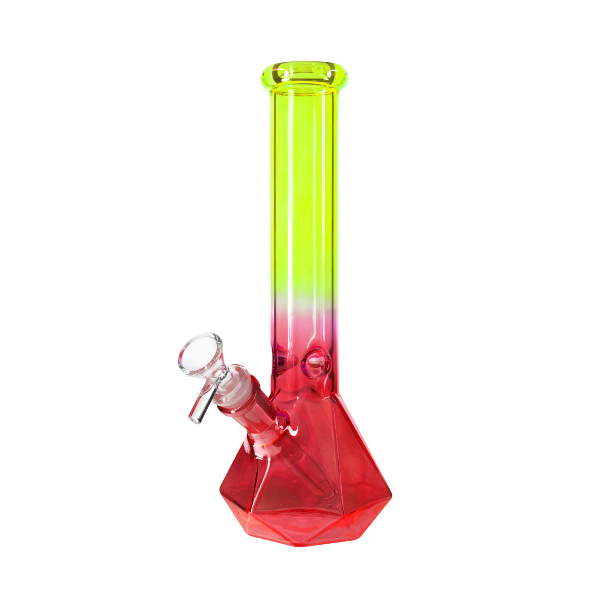 10" 4mm Hexagon Base Beaker Waterpipe - Assorted Colors - High Life Goods - Lime Green and Ruby Red