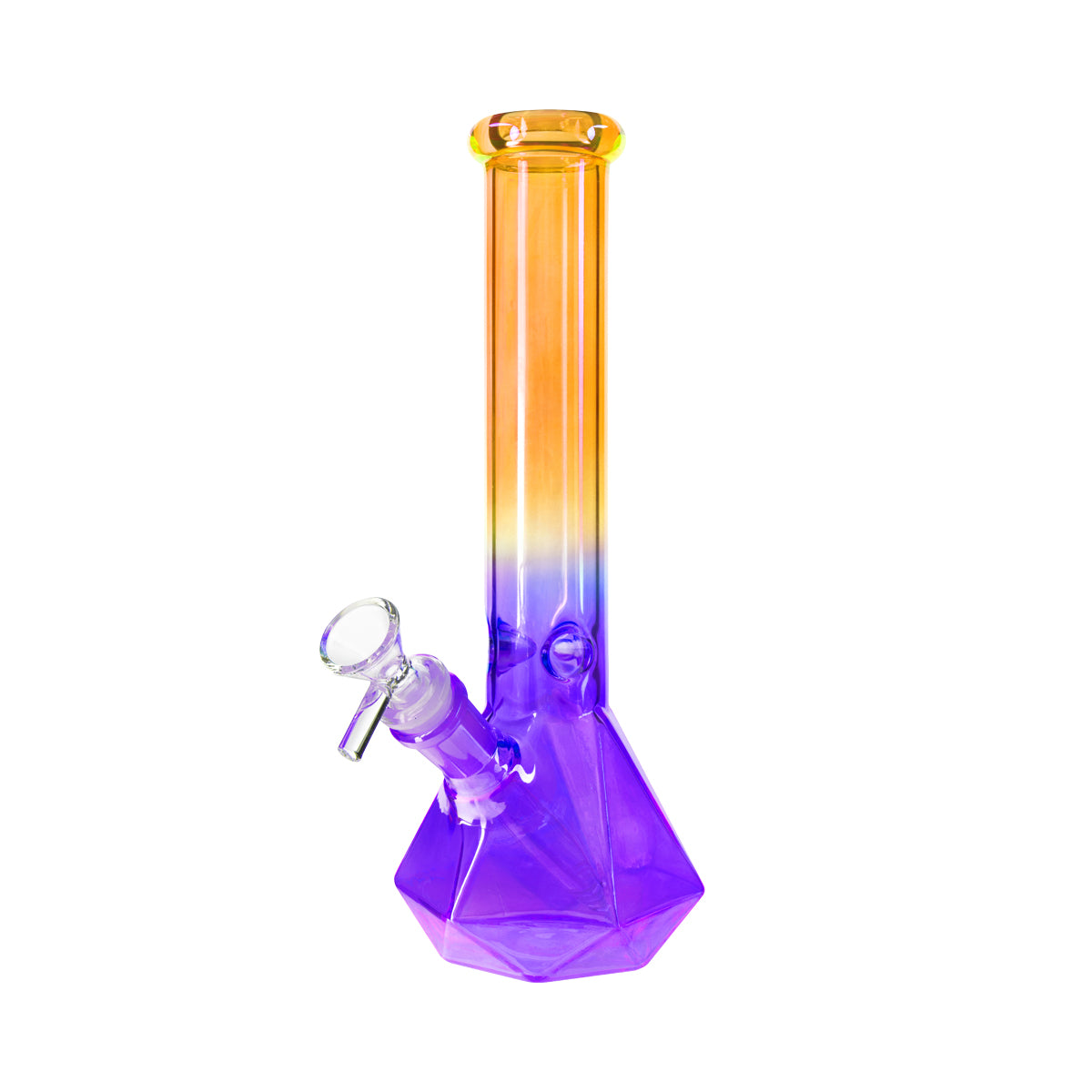 10" 4mm Hexagon Base Beaker Waterpipe - Assorted Colors - High Life Goods - Tangerine Orange and Royal Purple