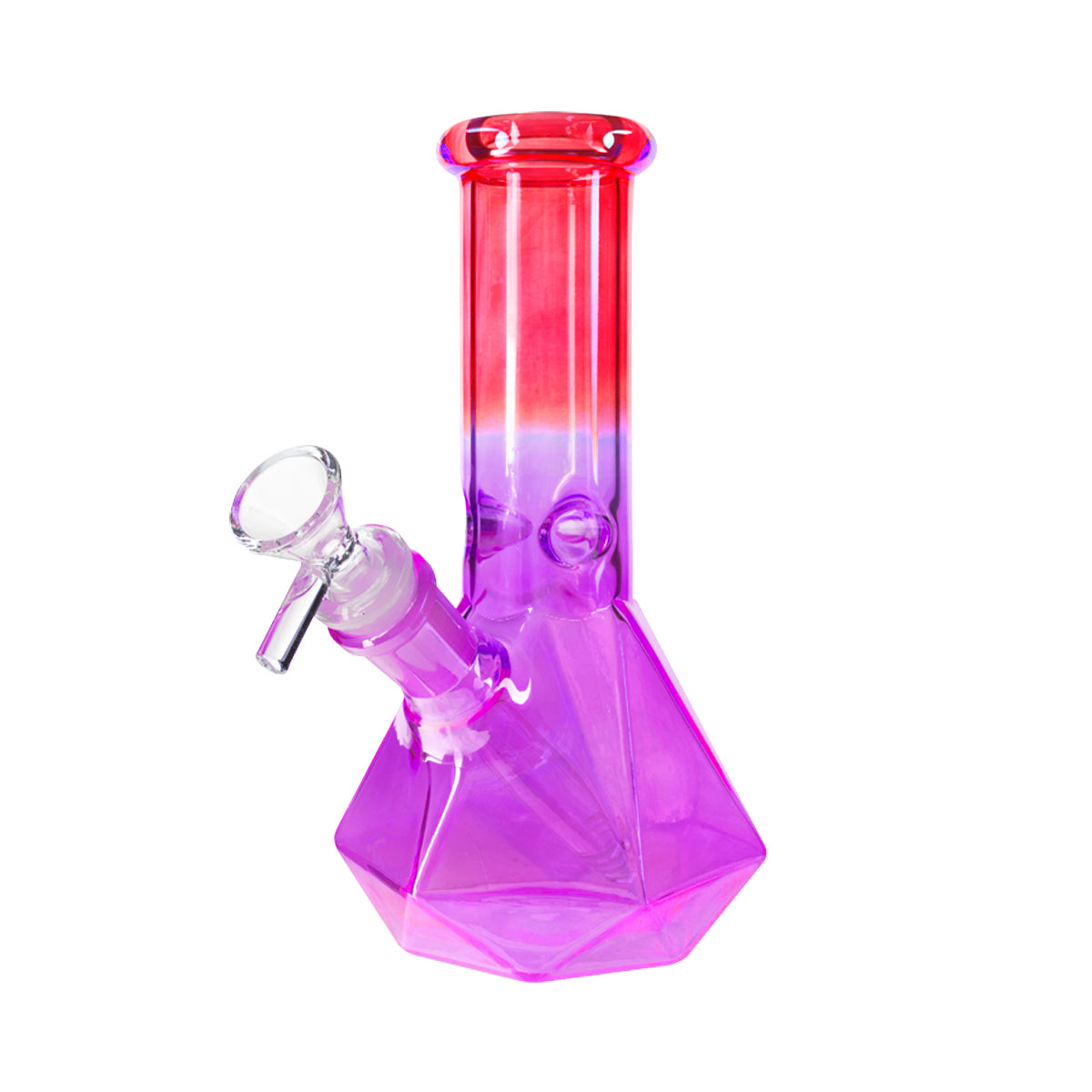 7" 4mm Hexagon Base Beaker Waterpipe - Assorted Colors - High Life Goods - Ruby Red / Purple