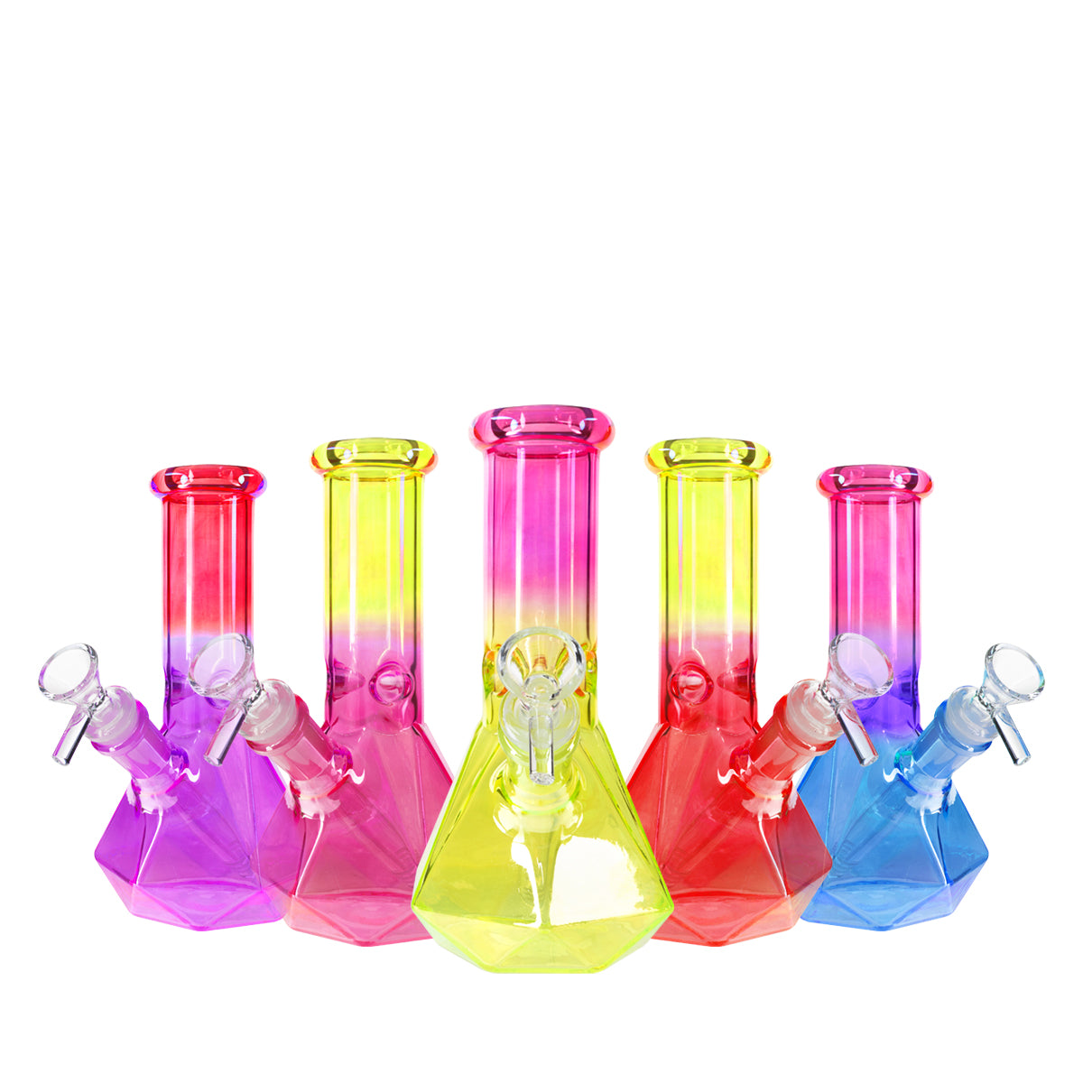7" 4mm Hexagon Base Beaker Waterpipe - Assorted Colors - High Life Goods