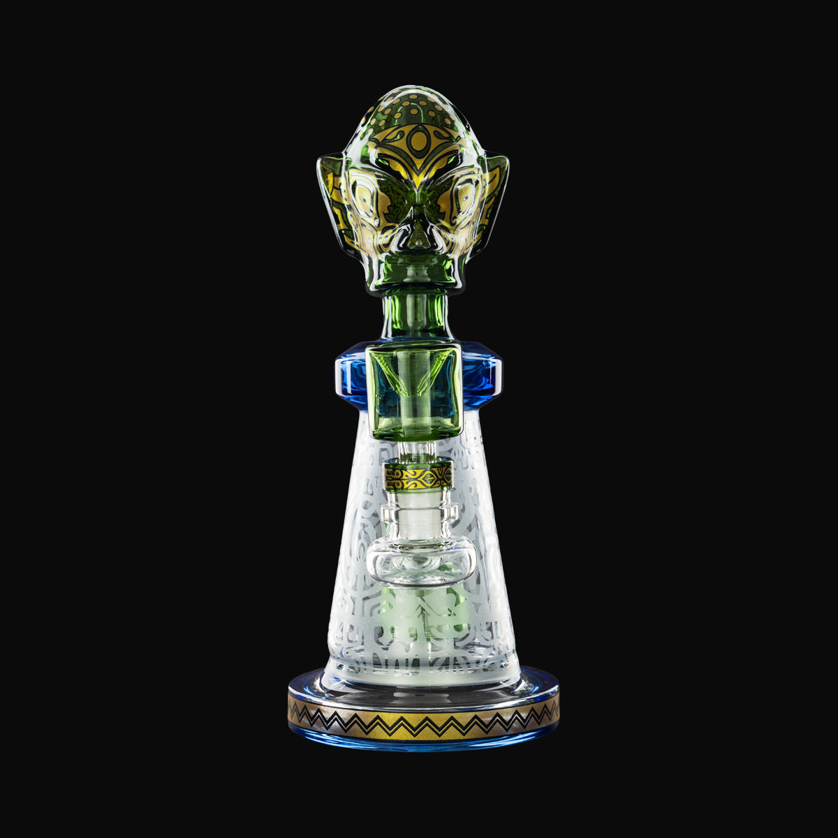 9" Tribal Etched Waterpipe - Various Colors - High Life Goods - Green