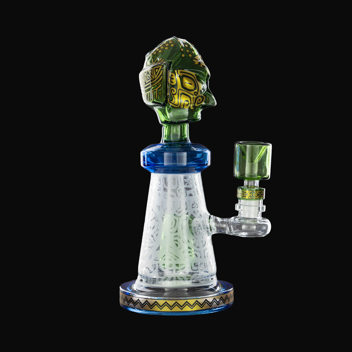 9" Tribal Etched Waterpipe - Various Colors - High Life Goods - Green