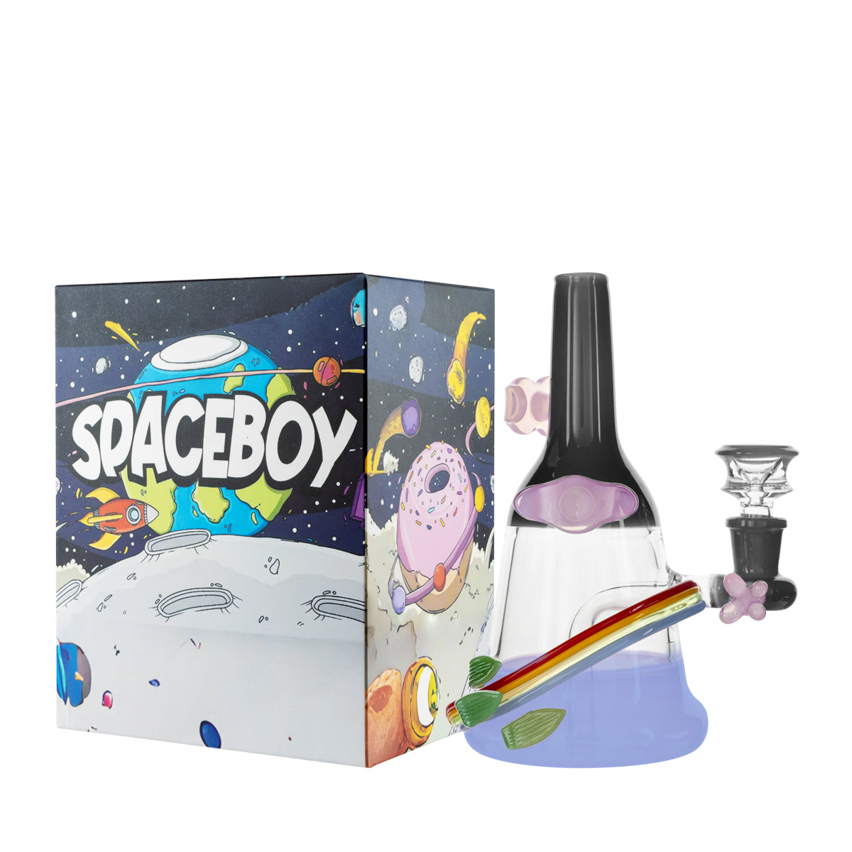 7" Spaceboy Colorful Waterpipe - Various Colors - High Life Goods - Black and Blue