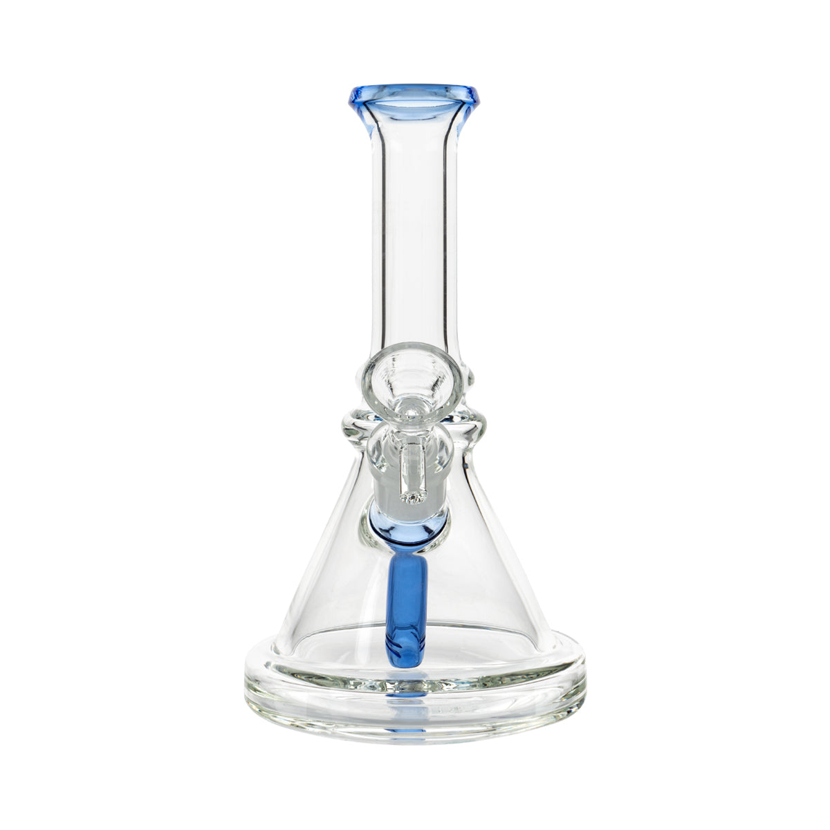 7" Color Trim Beaker Waterpipe w/ Color Downstem - Various Colors - High Life Goods - Blue