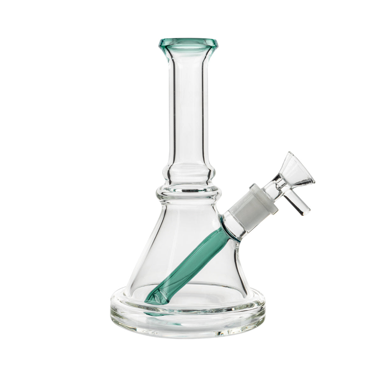 7" Color Trim Beaker Waterpipe w/ Color Downstem - Various Colors - High Life Goods - Green