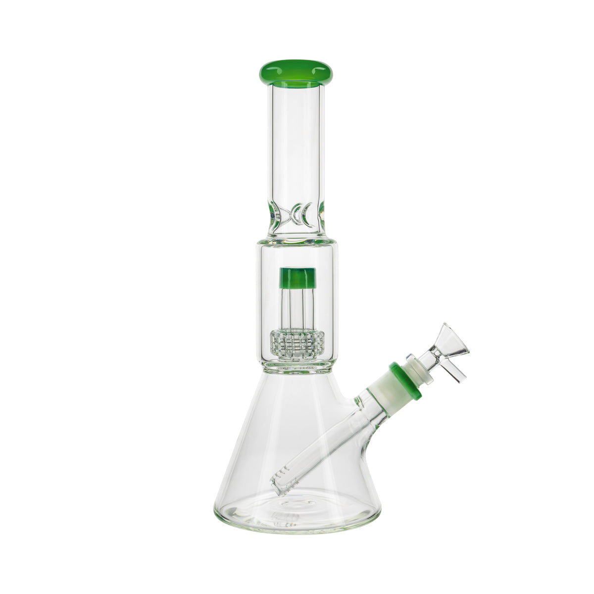 12" Color Trim Beaker Waterpipe w/ Percolator Chamber - Various Colors - High Life Goods - Green
