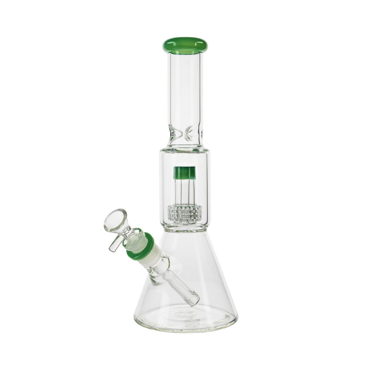 12" Color Trim Beaker Waterpipe w/ Percolator Chamber - Various Colors - High Life Goods - Green