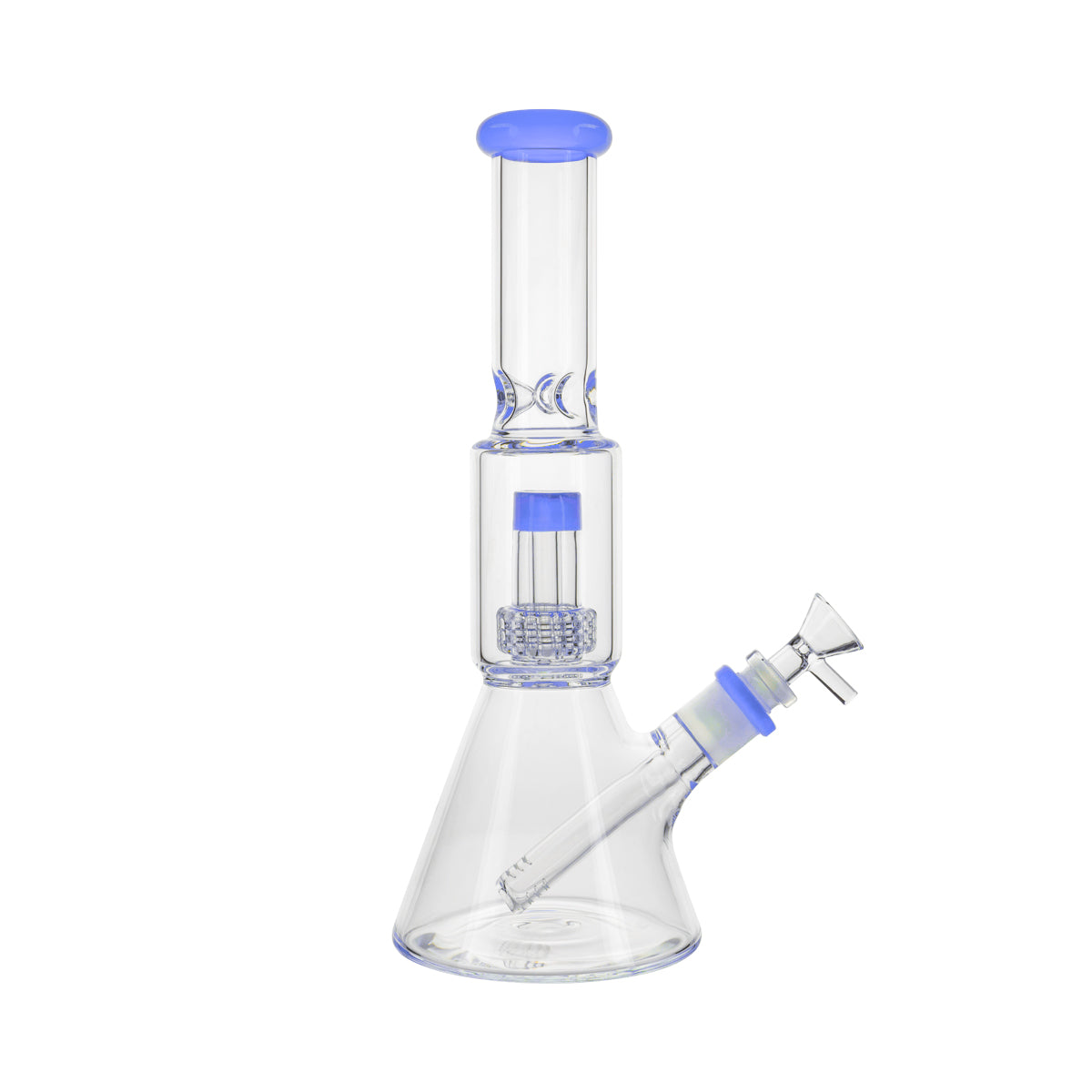 12" Color Trim Beaker Waterpipe w/ Percolator Chamber - Various Colors - High Life Goods - Milk Blue